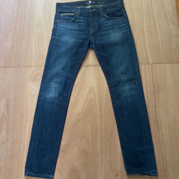 7 For All Mankind Paxtyn jeans men's size 32x34 blue dark wash tapered USA - Picture 1 of 7